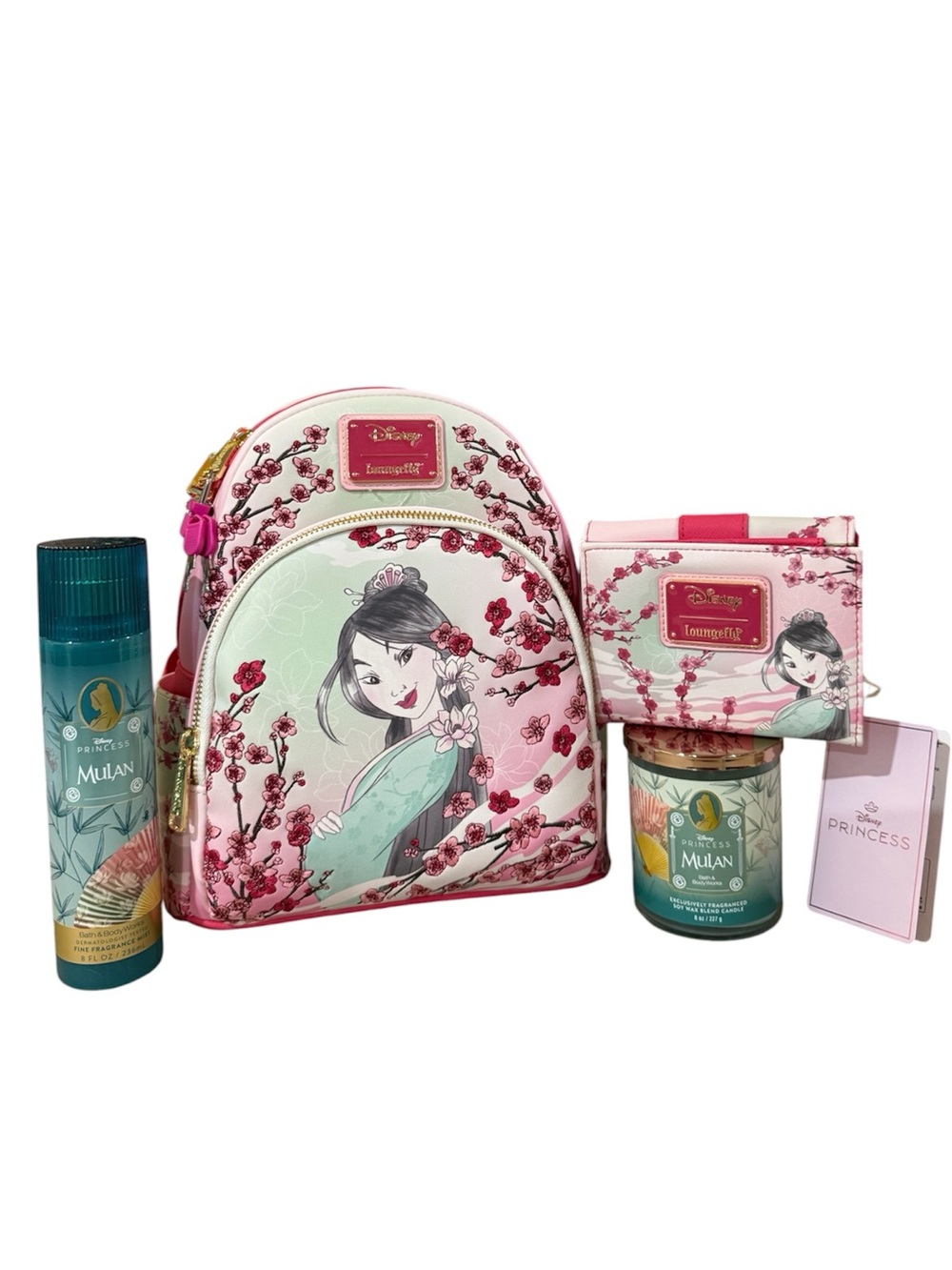 Loungefly  Mulan Cherry Blossom Backpack, Wallet & Exclusive Bath&Body Set